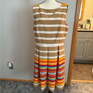 Ronni Nicole Beige and White Striped Dress
